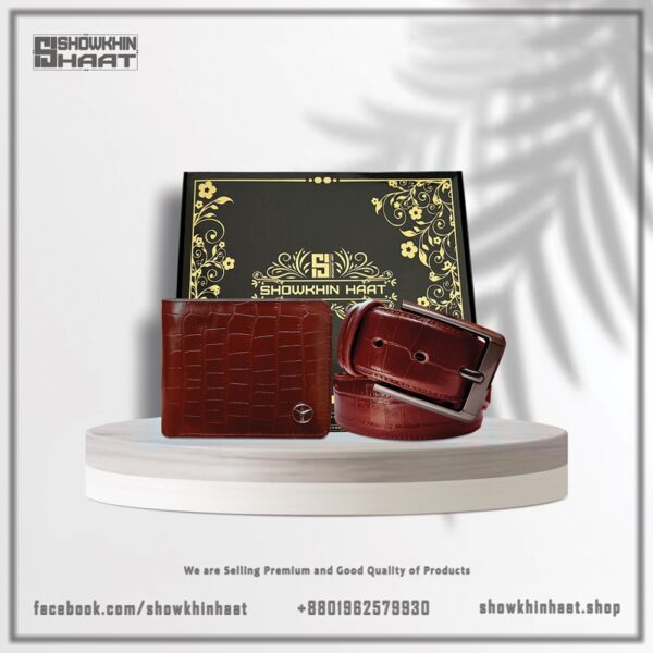 Wallet&Belt Combo Box for Men (Brown)